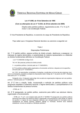 Lei 9096/95 - Partido Ecol&oacute;gico Nacional