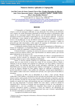 Area aqui Números Inteiros Aplicados à Criptografia José Rui