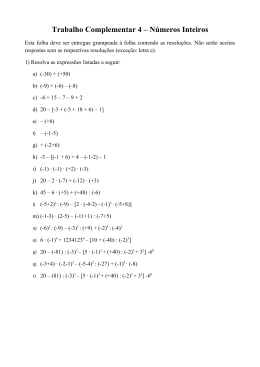 Trabalho Complementar 4 – Números Inteiros