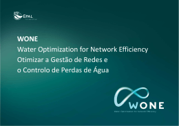 WONE Water Optimization for Network Efficiency Otimizar a Gestão