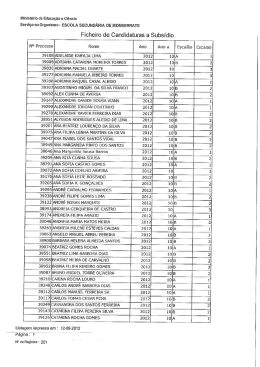 Ficheiro de Candidaturas a Subsídio