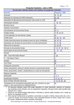 Perguntas freq&uuml;entes do ICMS - Secretaria de Estado da Tributa&ccedil;&atilde;o