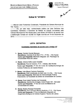Edital n.&ordm; 67/2013 - Listas Definitivas Bolsas de Estudo