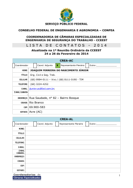 CCEEST Lista Contatos 1&ordf; Reuni&atilde;o Fev 2014