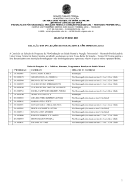 Homologa&ccedil;&atilde;o Inscri&ccedil;&otilde;es Selec&atilde;o MSM 2015