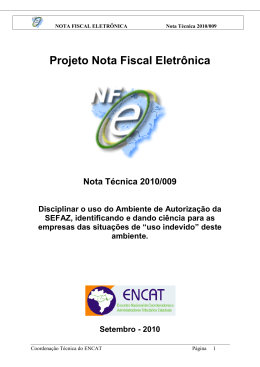 Nota Técnica 2010.009 - Portal da Nota Fiscal Eletrônica