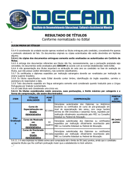RESULTADO DE T&Iacute;TULOS Conforme normatizado no Edital