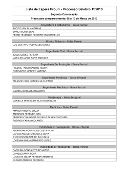 Lista de Espera Prouni - Processo Seletivo 1º/2013