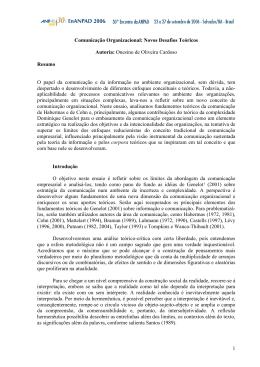 1 Comunica&ccedil;&atilde;o Organizacional: Novos Desafios Te&oacute;ricos