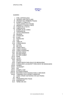 APOSTILA HTML SUM&Aacute;RIO I. HTML (INTRODU&Ccedil;&Atilde;O) II