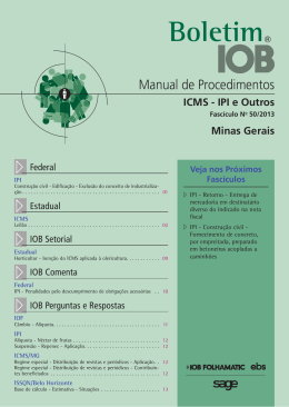 IOB - ICMS/IPI - Minas Gerais - n&ordm; 50/2013
