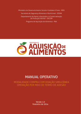 Manual Operativo PAA - MINISTÉRIO DO Desenvolvimento Social e