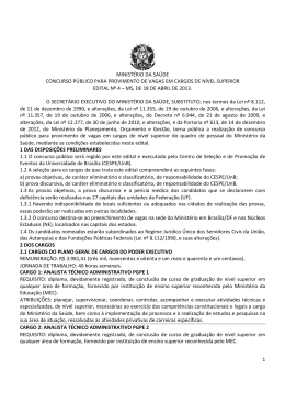 1 MINISTÉRIO DA SAÚDE CONCURSO PÚBLICO