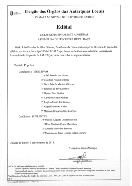 Edital - C&acirc;mara Municipal de Oliveira do Bairro