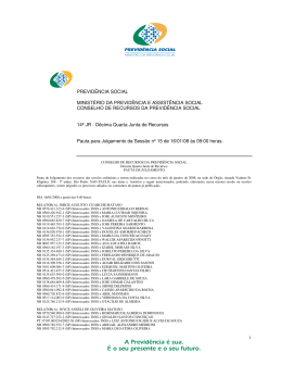 PREVID&Ecirc;NCIA SOCIAL MINIST&Eacute;RIO DA PREVID&Ecirc;NCIA E