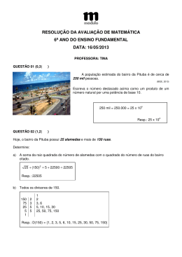 RESOLU&Ccedil;&Atilde;O DA AVALIA&Ccedil;&Atilde;O DE MATEM&Aacute;TICA 6o ANO DO