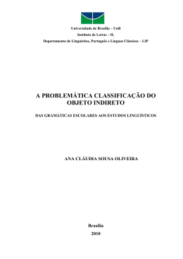 a problem&aacute;tica classifica&ccedil;&atilde;o do objeto indireto
