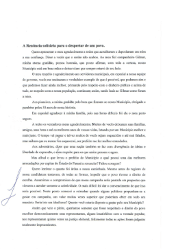 A Ren&uacute;ncia solit&aacute;ria para o despertar de um povo.