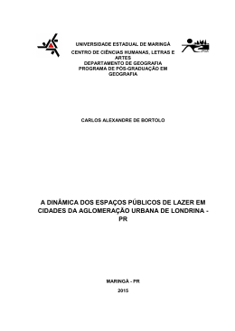 a din&acirc;mica dos espa&ccedil;os p&uacute;blicos de lazer em cidades