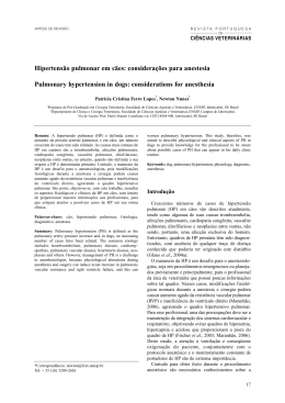 Hipertens&atilde;o pulmonar em c&atilde;es: considera&ccedil;&otilde;es para anestesia