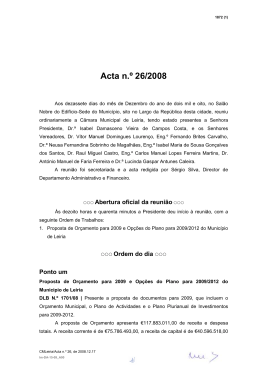Reuni&atilde;o extraordin&aacute;ria de 17 de Dezembro de 2008