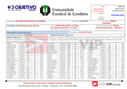 Inscrições da Escola até: