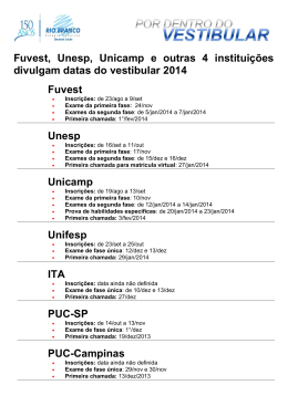 Fuvest, Unesp, Unicamp e outras 4 instituições divulgam datas do