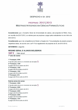 Propinas - Faculdade de Farm&aacute;cia
