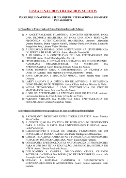 Lista final dos trabalhos dos Colóquios