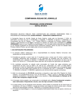 Edital n&deg; 001/2014 - &Aacute;guas de Joinville