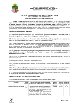 Processo Seletivo Simplificado - Prefeitura Municipal de S&atilde;o Miguel