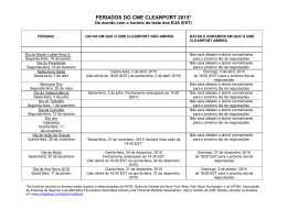 FERIADOS DO CME CLEARPORT 2014*