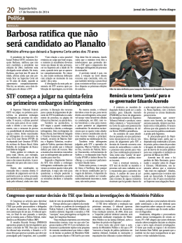 Barbosa ratifica que não será candidato ao Planalto