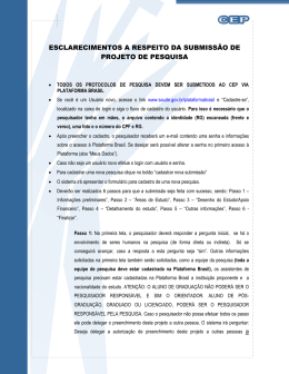 Esclarecimentos sobre a submiss&atilde;o de projetos de pesquisa