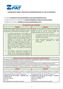 Informa&ccedil;&otilde;es sobre isen&ccedil;&atilde;o & redu&ccedil;&atilde;o - Vestibular 2&ordm; SEM 14
