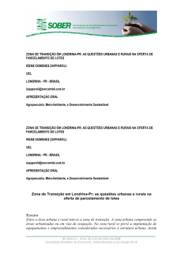 Zona de Transi&ccedil;&atilde;o em Londrina-Pr: as quest&otilde;es urbanas