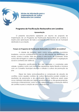 Programa de Pacifica&ccedil;&atilde;o Restaurativa em Londrina