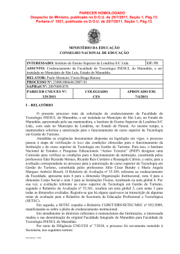PARECER HOMOLOGADO Despacho do Ministro, publicado no
