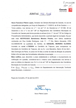 Edital 186/2014 - C&acirc;mara Municipal de Cascais
