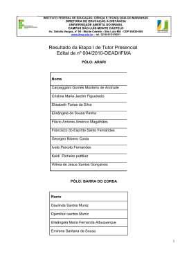 Resultado da Etapa I de Tutor Presencial Edital de n&ordm; 004