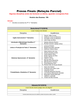 Provas Finais (Rela&ccedil;&atilde;o Parcial)
