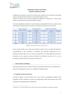Caracteriza&ccedil;&atilde;o da popula&ccedil;&atilde;o do Bairro das Murtas