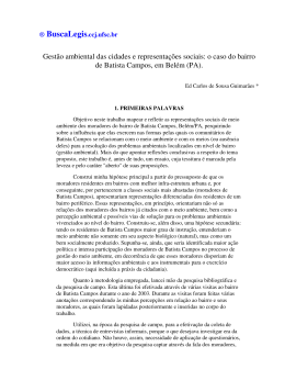 Gest&atilde;o ambiental das cidades e representa&ccedil;&otilde;es sociais