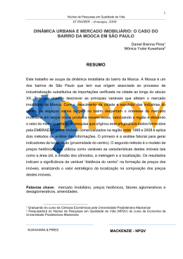 din&acirc;mica urbana e mercado imobili&aacute;rio o caso do bairro da mooca