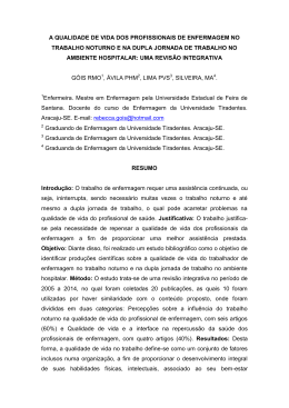 a qualidade de vida dos profissionais de enfermagem no trabalho