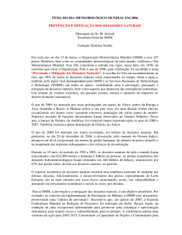 TEMA DO DIA METEOROLÓGICO MUNDIAL EM 2006