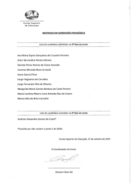 Mestrado em Supervisão Pedagógica: resultados da 3.ª fase