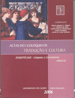 actas do I col&oacute;quio de tradu&ccedil;&atilde;o e cultura