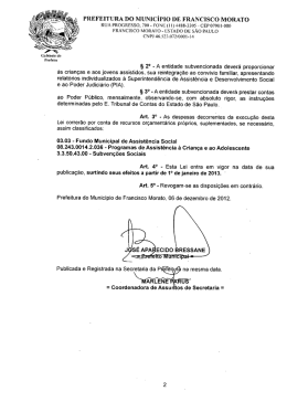 PREFEITURA DO MUNICIPIO DE FRANCISCO MORATO RUA