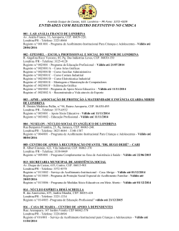 ENTIDADES COM REGISTRO DEFINITIVO NO CMDCA
